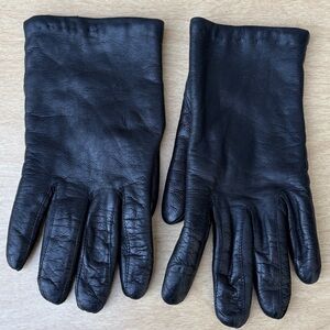 Macy’s Women’s Vintage made in Italy Lined Black Leather Gloves In Sz 8